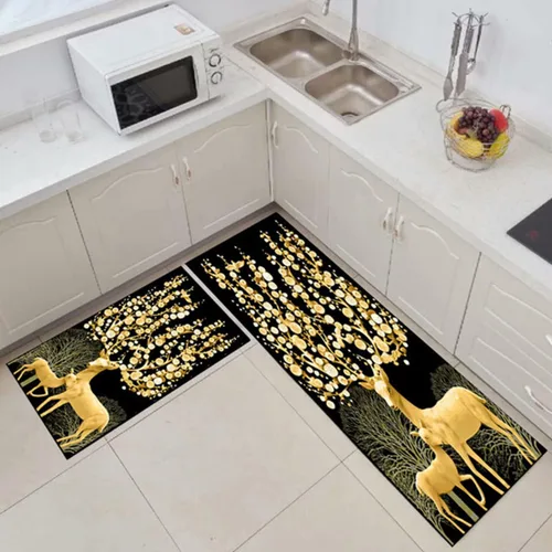 Vista 38 de Alfombras de cocina coloridas para piso, alfombras de cocina antideslizantes, juego de tapetes de cocina de granja, alfombras y tapetes de cocina