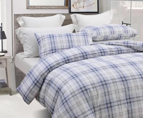Vista 14 de SLEEPBELLA Juego de funda de edredón de algodón de 600 hilos, juego de ropa de cama (individual, azul-paisley)