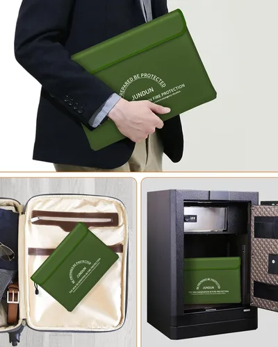 Vista 7 de JUNDUN Bolsa de documentos ignífuga con aislamiento térmico de 5200 ℉, bolsa de dinero impermeable e ignífuga de 14.0 x 10.4 pulgadas, bolsa