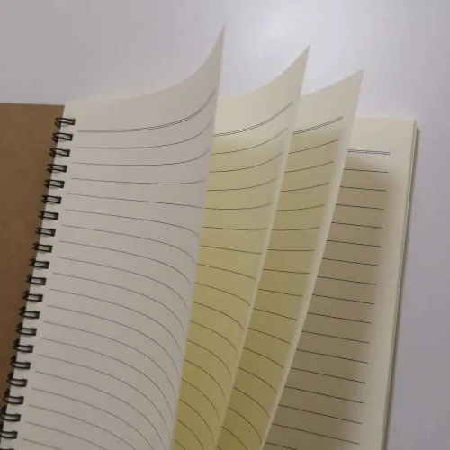 Vista 5 de YUREE - Cuaderno con espiral a rayas, de tapa dura, con papel Kraft B5