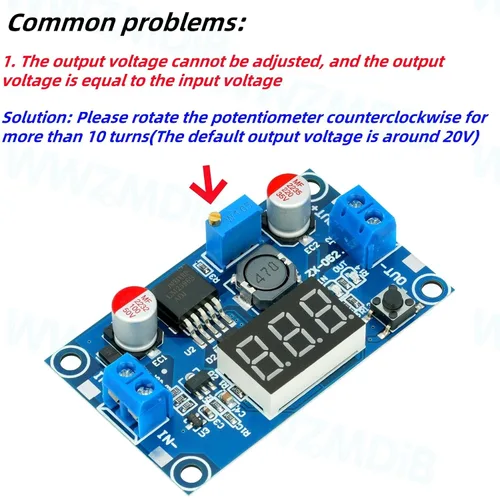 Vista 4 de WWZMDiB 3 unids LM2596 DC a DC Buck Convertidor LED Indicador Pantalla 4-40V a 1.25-35V Fuente de alimentación Step Down Módulo (3 piezas)