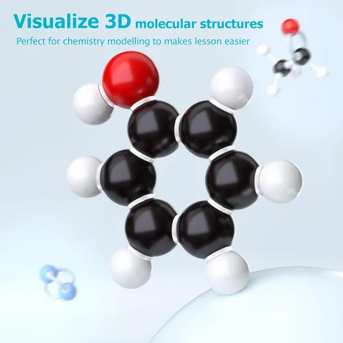 Vista 4 de Kit de modelo molecular, 240 piezas de química molecular orgánica, kit de modelo de elemento atómico para lecciones de química, kit de construcción