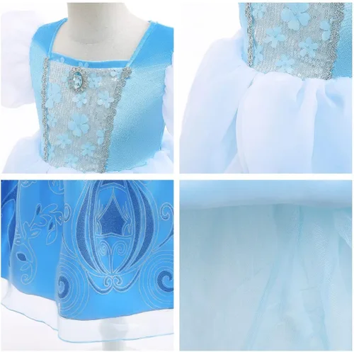 Vista 11 de Vestido de Cenicienta para niñas, disfraz de princesa para Halloween, cosplay, cumpleaños, concurso, Navidad, fiesta de noche