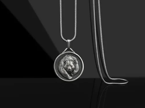 Vista 4 de BySilverStone Jewelry - Collar con dije de oso enojado vikingo para hombre, colgante de oso escandinavo de plata grande, medallón de oso vikingo
