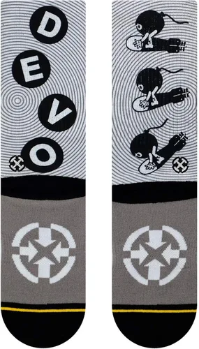 Vista 2 de MERGE4 Devo Band 'Bombs Away' - Calcetines grandes para hombre y mujer, color gris Bomb Classic DEVO, Blanco, Negro