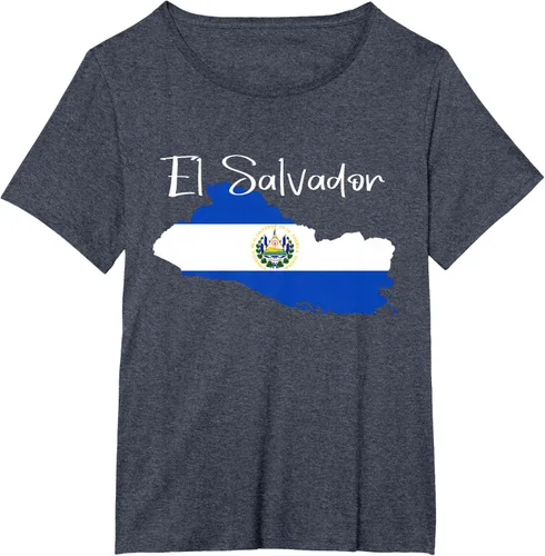 Vista 78 de Camiseta con la bandera de El Salvador, mapa de El Salvador, camiseta de Salvador para mujer