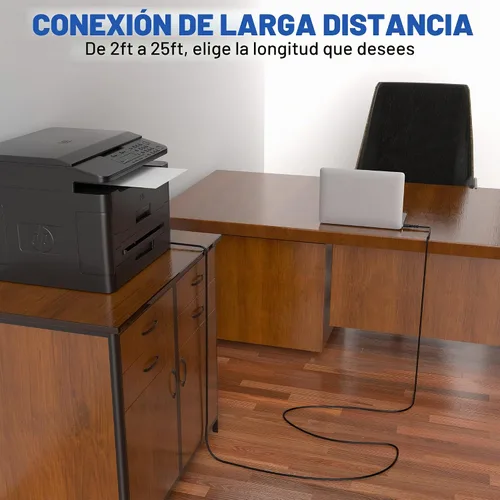 Vista 6 de Cable de impresora USB A a B de 2 pies, cable de impresora USB 2.0 de alta