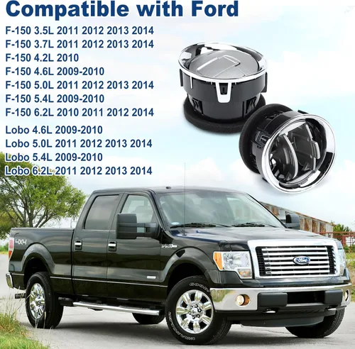 Vista 5 de FEXON Rejillas delanteras interiores para salpicadero, calefactor de CA cromado, compatible con Ford F150 F-150 Lobo 9L3Z-19893-CA 2009-2014, 4