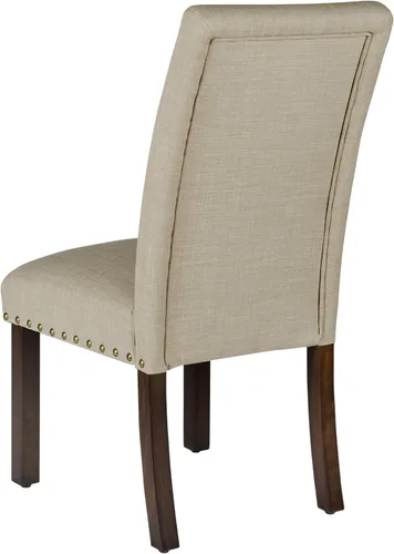 Vista 5 de Homepop Decoración del hogar Sillas de comedor clásicas tapizadas Parsons Juego de 2 sillas de comedor decorativas con ribete de cabeza
