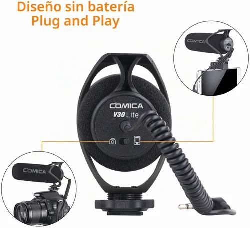 Vista 2 de COMICA CVM-V30 LITE Micrófono de video, micrófono de cámara de condensador supercardioide de escopeta para cámaras Canon Nikon Sony Panasonic DSLR