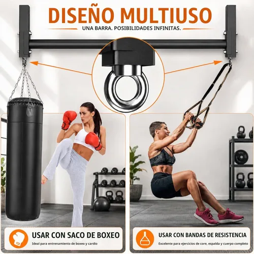 Vista 5 de Ceiling Mounted Pull Up Bar, Heavy Duty 700 LBS Multi Grip Pull Up Bars, 16"/24" Rafter Chin Up Bar, Ceiling Joist for Garage/Gym/Basement with
