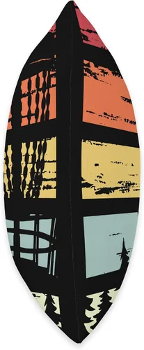 Vista 2 de Disc Golfing Abstract Painting Birdie Stroke Par Disc Retro Sunset Target Golfing - Almohada de 9 agujeros, 16 x 16 pulgadas, multicolor