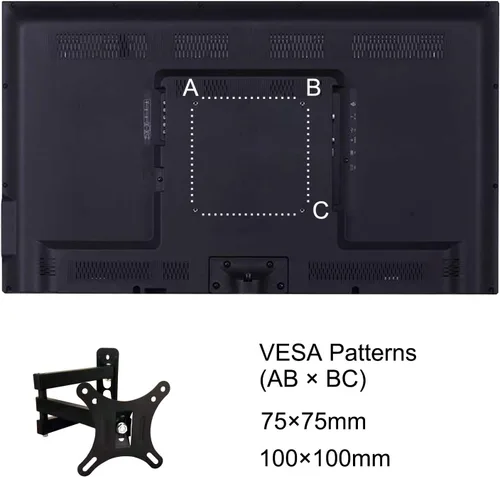 Vista 4 de Soporte de pared para TV, monitor de movimiento completo, giratorio e inclinable para monitor LED OLED LCD de 14 a 27 pulgadas, VESA 75 x 75 3.937 x