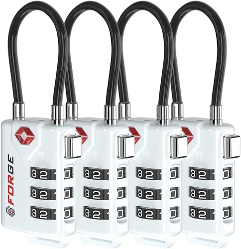 Vista 24 de Cerraduras para equipaje con cable aprobadas por la TSA, combinación reajustable con cuerpo de aleación, Moderno