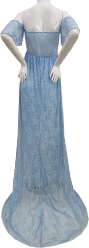 Vista 5 de Vestido de maternidad para mujer, con encaje, fotografía, vestido de embarazada, con volantes, largo, para sesión de fotos