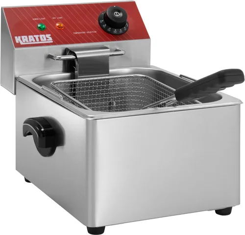 Vista 9 de Kratos Freidora eléctrica comercial para encimera, freidora de tanque doble con canastas, freidora de acero inoxidable para restaurantes y soportes