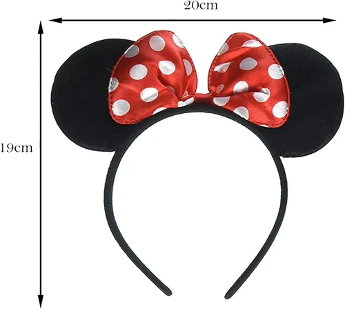 Vista 2 de THNHA Diadema de orejas de Mickey Minnie Mouse - Suministros de fiesta - Diadema de Mickey Mouse para fiesta de cumpleaños