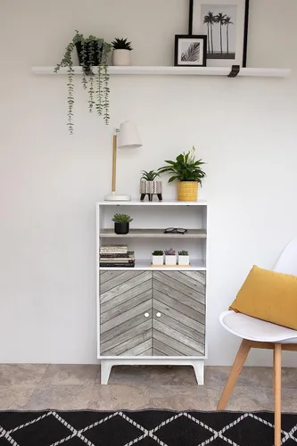 Vista 2 de d-c-fix Papel de contacto autoadhesivo de grano de madera gris cheurón, impermeable, extraíble, vinilo decorativo para cocina, encimeras, armarios