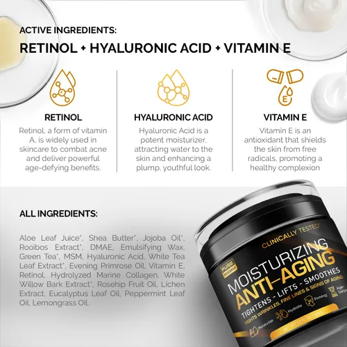 Vista 2 de Crema hidratante facial para hombre, crema antienvejecimiento para hombres, colágeno, retinol y ácido hialurónico, día y noche, cuidado de la piel