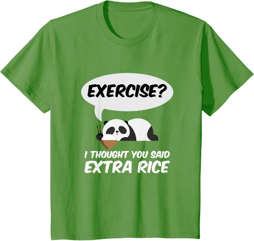 Vista 90 de ¿Ejercicio? I Thought You Said Extra Rice Panda Gift T-Shirt, Negro, S