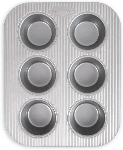 Vista 9 de USA Pan Molde para magdalenas Jumbo Texas, 6 cavidades, revestimiento antiadherente y liberación rápida, acero aluminizado