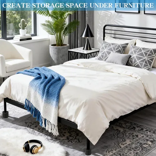 Vista 6 de Elevadores de cama ajustables para muebles, elevadores resistentes de 2 pulgadas, elevadores de cama redondos para escritorio, mesa, sofá, silla
