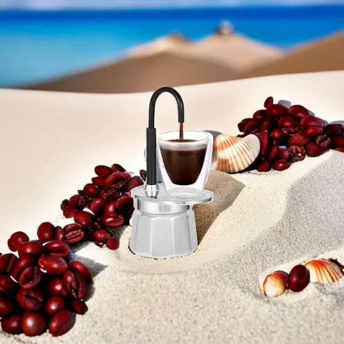 Vista 7 de Olla de moka de un solo tubo, 1 taza de 1.7 fl oz de aleación de aluminio con boquilla para estufa italiana para fiestas al aire libre, viajes, 6.7
