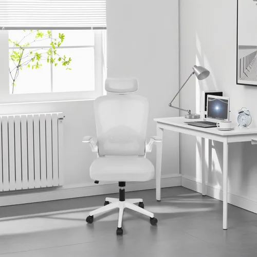 Vista 10 de Silla de oficina ergonómica, silla de juegos de PC, silla giratoria de malla ajustable para computadora, silla de oficina con reposacabezas