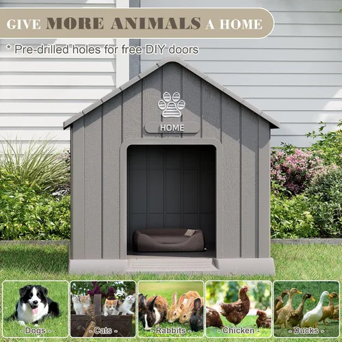 Vista 5 de Fancyango Casa para perros al aire libre e interior, impermeable, ventilada, fácil de limpiar, suelo elevado para perros pequeños y grandes, fácil