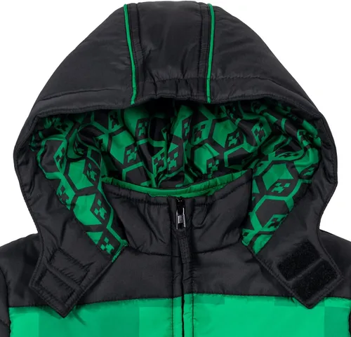 Vista 4 de Minecraft Steve Creeper - Abrigo de invierno con cremallera forro polar verde con licencia oficial de star wars silent one crew