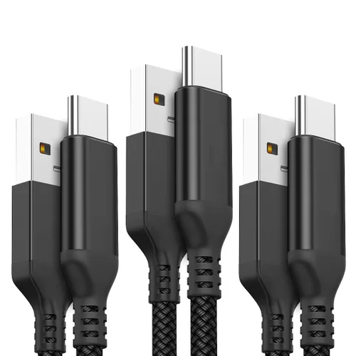 Vista 8 de AkoaDa Cable USB tipo C, paquete de 3 cables de carga rápida USB A a USB-C 3.1A de 10 pies para iPhone 17/16/16 Pro/16 Pro Max/15 Galaxy S25 FE S25