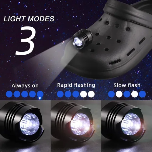 Vista 3 de Headlights for Shoes with 8 Batteries, 3 Modes LED Flashlight Shoes Headlights Accessories for Camping Lasting 72 Hours IPX5 Waterproof Shoe Charm