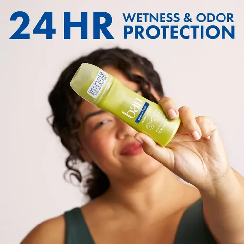 Vista 3 de Ban Desodorante Antitranspirante Roll-on Invisible para Mujeres y Hombres, Protección contra Olor y Sudor de Axilas por 24 Horas, Powder Fresh, 3.5