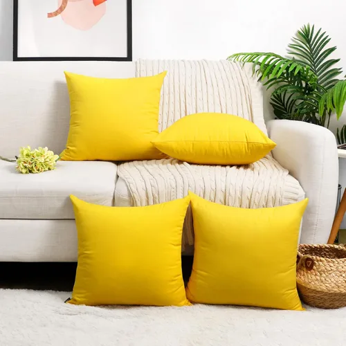 Vista 12 de Coddsmz Paquete de 4 fundas decorativas de 100% algodón para cojín cuadrado, funda de almohada de color liso para bricolaje, para sofá y dormitorio