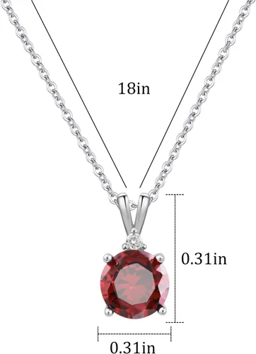 Vista 11 de 8mm Round Cubic Zirconia Sterling Silver Necklace Dainty Necklace Birthstone Jewelry Pendant Necklaces for Women