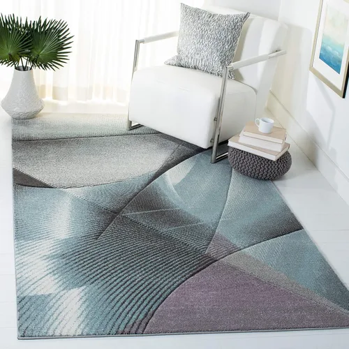 Vista 35 de SAFAVIEH Hollywood Collection - Alfombra decorativa de 2 pies 3 pulgadas x 4 pies, beige y azul, diseño moderno de mediados de siglo, no desprende