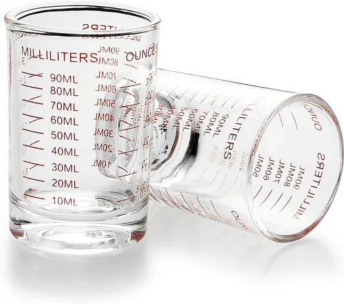 Vista 6 de 1 paquete de vaso medidor, 3 onzas/3.0 fl oz, vidrio pesado líquido, escala roja
