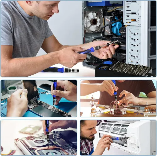 Vista 6 de STREBITO Juego de destornilladores magnéticos de precisión de 124 piezas con 101 bits, para computadora, laptop, teléfono celular, PC, MacBook