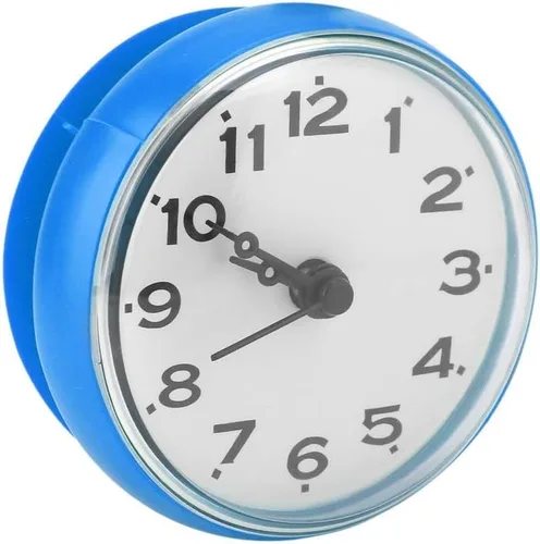 Vista 7 de TOPINCN Reloj de baño con ventosa, material ABS, 2.8x1.6 in, montaje en pared (azul)