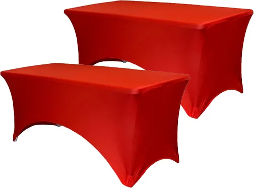 Vista 35 de Paquete de 2 manteles de mesa elásticos de elastano para mesas rectangulares de 4 pies, mantel ajustable de 48 pulgadas de largo x 30 pulgadas