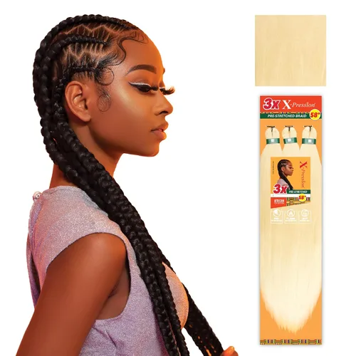 Vista 26 de Sensationnel X-Pression - Trenzas sintéticas prestiradas, 3 unidades, 58 pulgadas, negro azabache 1 Cabello trenzado, Kanekalon, ignífugo