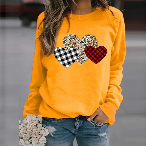 Vista 97 de Sudadera de manga larga con estampado de leopardo y corazón para mujer, para el día de San Valentín, sin botones, para niñas, regalos