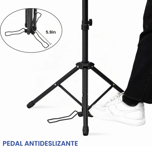 Vista 4 de Klvied Soporte para peluca con trípode ajustable, soporte para cabeza de maniquí con panel para pies, cabeza de peluca de metal reforzada