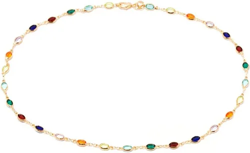 Vista 3 de Barzel Tobillera de Cristal Baguette Oro y Multicolor Chapada en Oro 18K ANK1187
