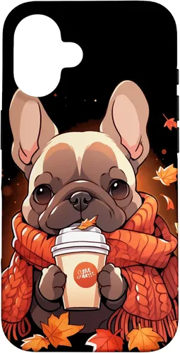 Vista 32 de French Bulldog Fall Autumn Pumpkin Spice Latte Frenchie Dog Case for iPhone 17