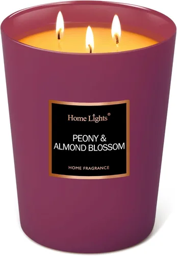 Vista 11 de HomeLights Velas perfumadas – Tarro grande de aromaterapia, cera de soja natural, 130 horas de combustión, cereza rubí y merlot