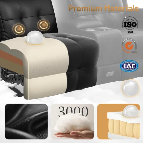 Vista 8 de Sofá reclinable de dos plazas, asientos de cine en casa, sofá reclinable con USB, consola central, sillón reclinable de pared para caravana