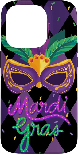 Vista 15 de Funda para iPhone 11 Pro Max Mardi Gras NOLA Festive Carnival Mask New Orleans Party Case
