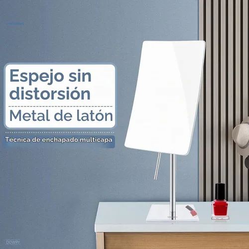 Vista 4 de DOWRY Espejo de maquillaje con aumento de mesa, espejo de tocador cromado