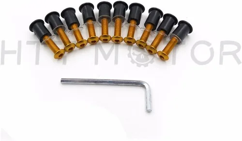 Vista 6 de XKMT-Kit de tornillos redondos dorados para parabrisas compatible con CBR 600rr 1000rr/Suzuk GSXR 600 750 1000/R1 R6 R6s/ Kawasak ZX6R ZX9R ZX10R